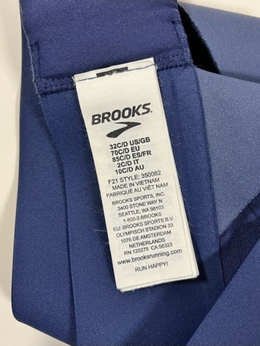 Brooks Running Sports Bra Interlace Navy Blue, size 32C/D